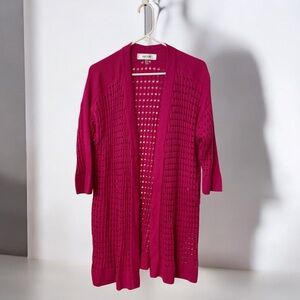 Jones Studio Fuchsia Pink Open Knit Cardigan